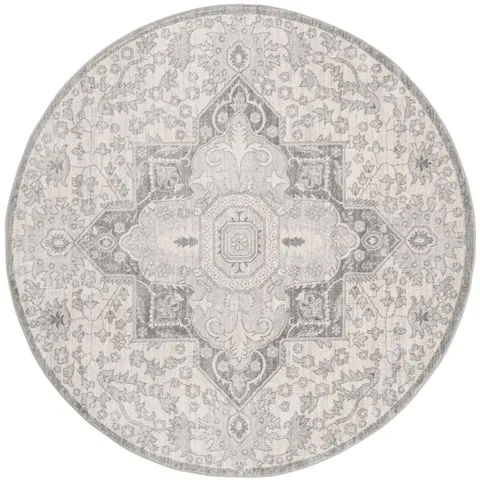 Brentwood 816 Grey / Cream 3' X 3' Round Round Powerloomed Rug