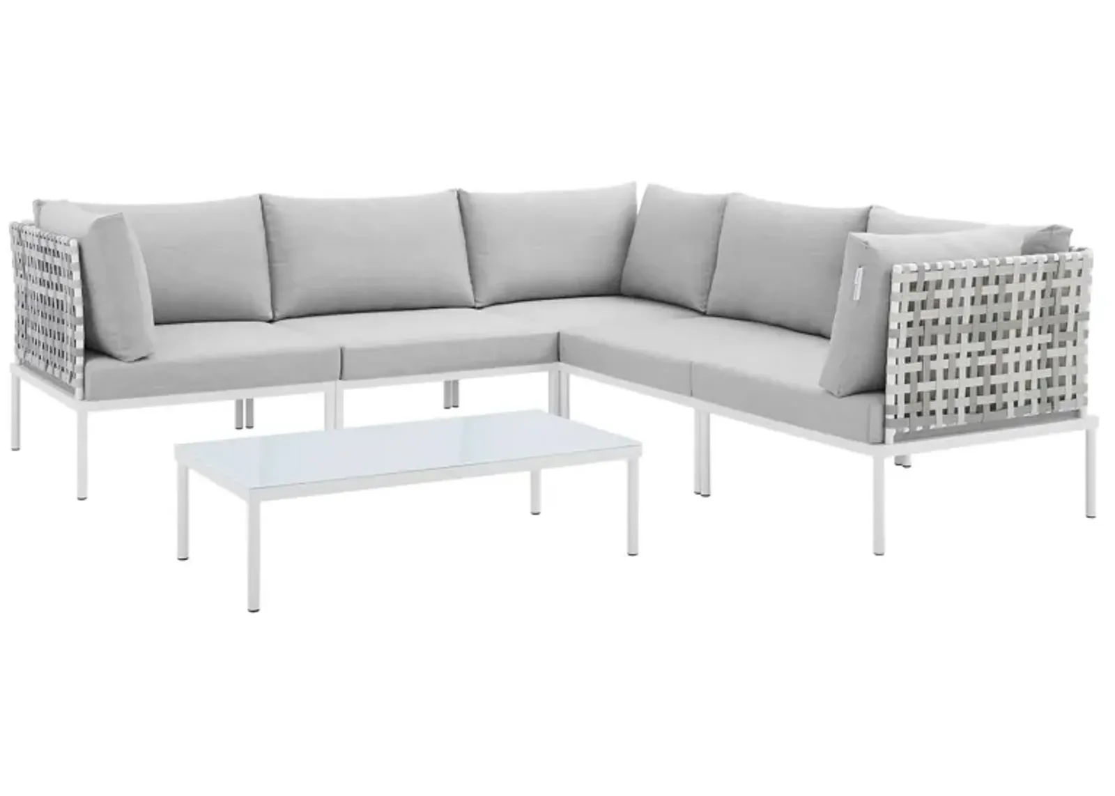 Harmony 6-Piece  Sunbrella® Basket Weave Outdoor Patio Aluminum Sectional Sofa Set