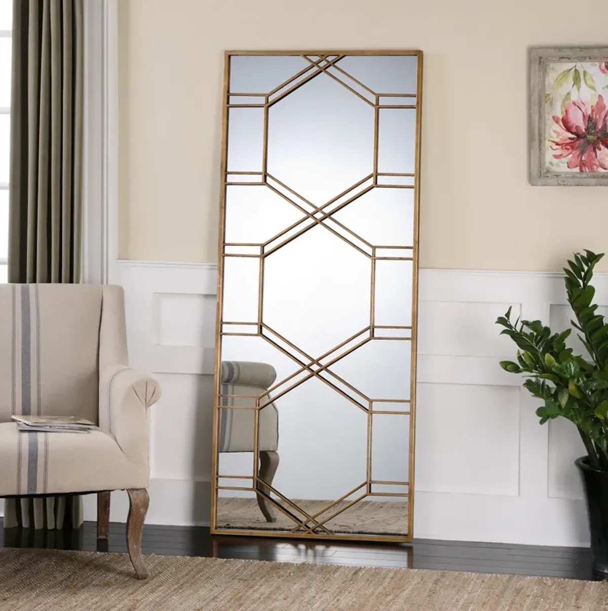 Kennis Gold Leaf Leaner Mirror