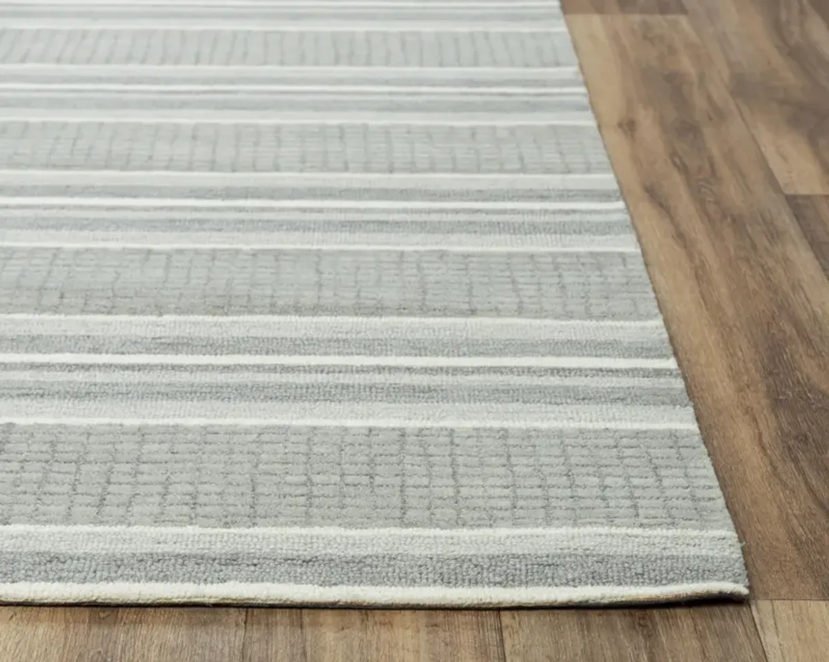 Katana Gray Stripe Wool 2'6" x 8' Runner Rug