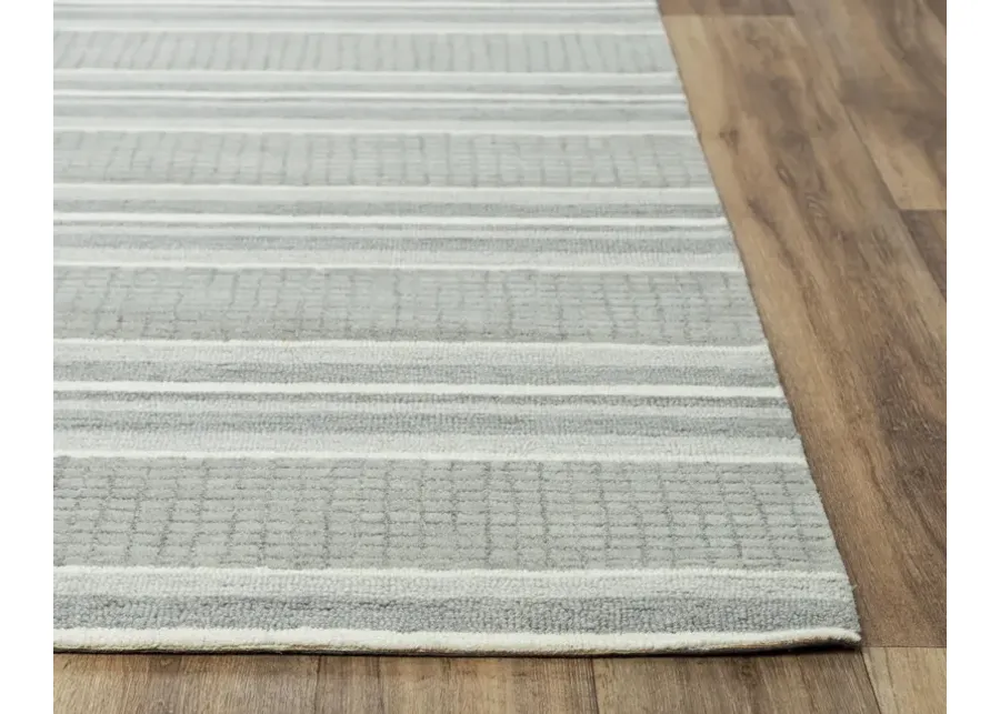 Katana Gray Stripe Wool 2'6" x 8' Runner Rug