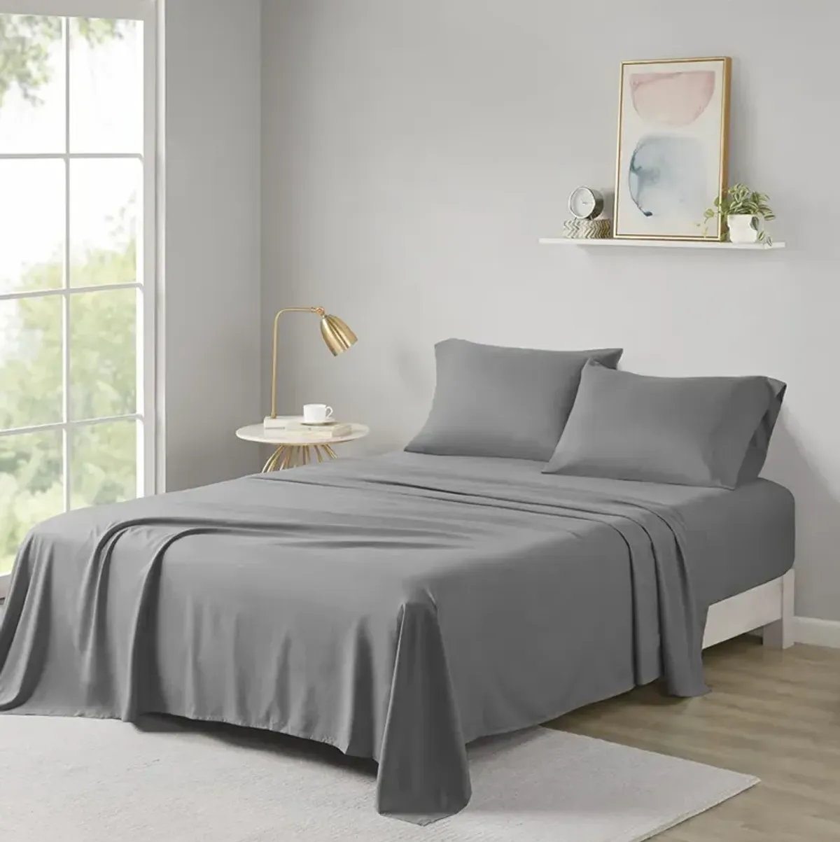 Intelligent Design Microfiber Charcoal All Season Soft Touch Sheet Set