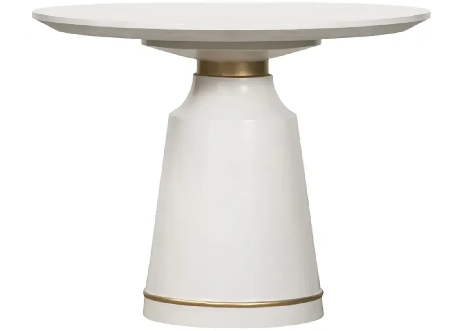 Pinni White Concrete Round Dining Table with Bronze Painted Accent