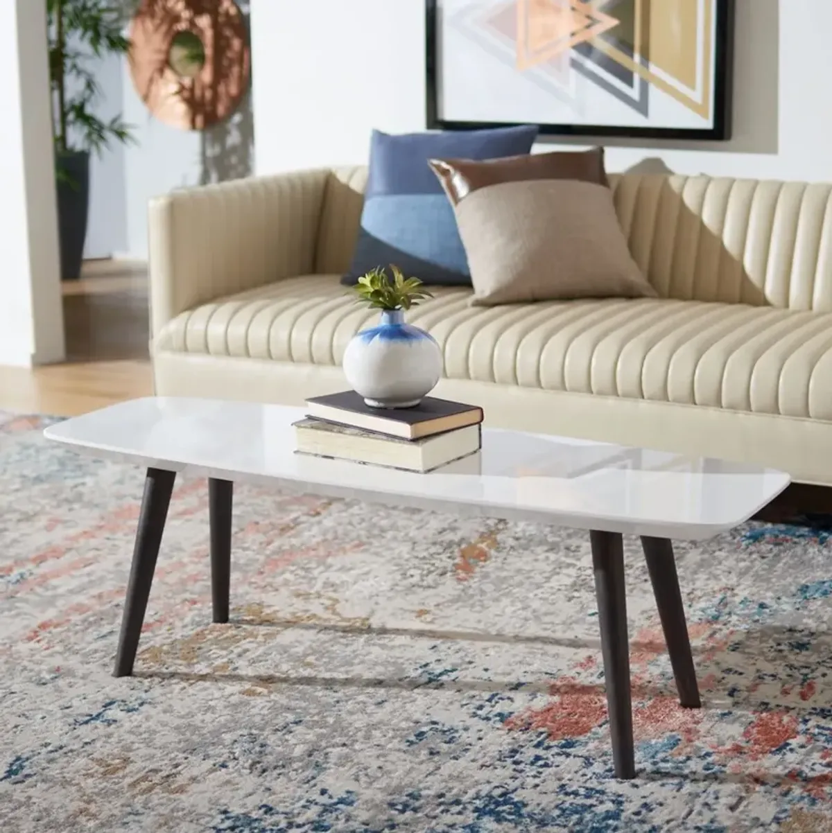 JOSIAH RETRO MID CENTURY RECTANGLE LACQUER COFFEE TABLE