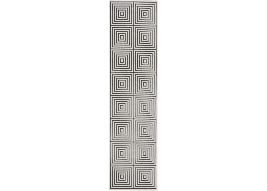 LINDEN 123 Collection LND123A-28 Light Grey / Charcoal 2'-2" X 8'