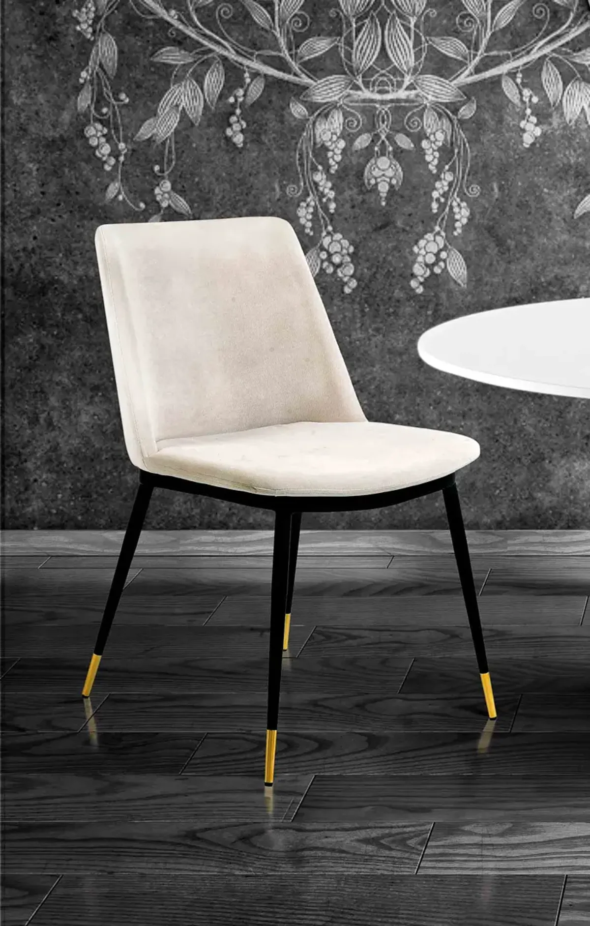 evora cream velvet chair - gold legs (set of 2)