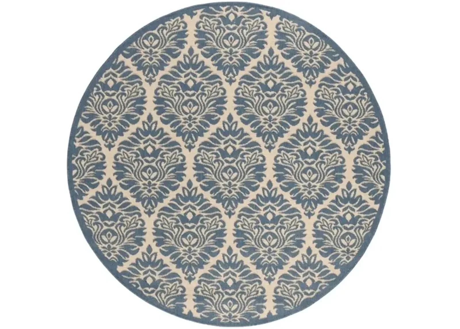 Safavieh BEACH HOUSE Collection BHS135N-6R Cream / Blue 6'-7" X 6'-7" Round