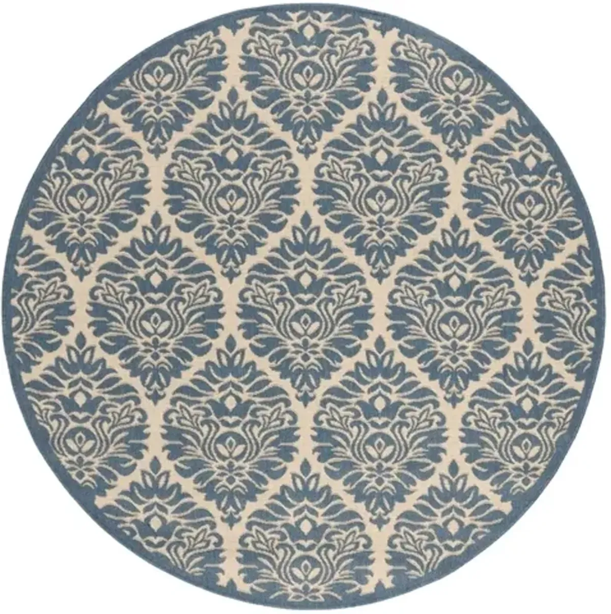 Safavieh BEACH HOUSE Collection BHS135N-6R Cream / Blue 6'-7" X 6'-7" Round