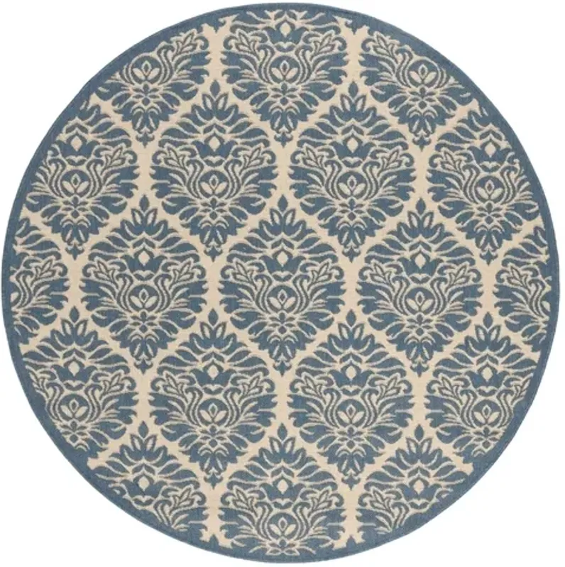 Safavieh BEACH HOUSE Collection BHS135N-6R Cream / Blue 6'-7" X 6'-7" Round