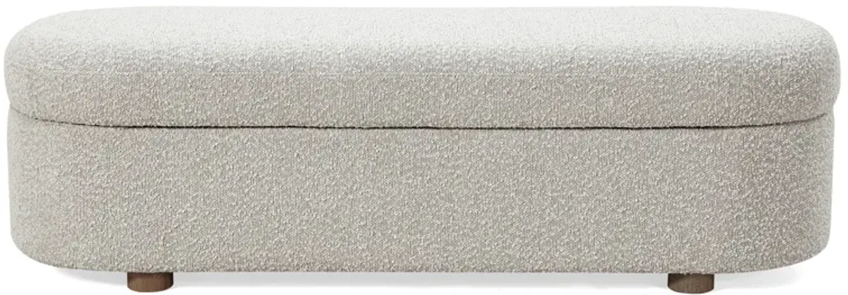 Kiki Upholstered Hinged Storage Bench in Cotton Ball Boucle