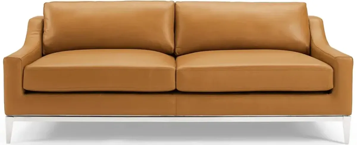 Harness 83.5" Stainless Steel Base Leather Sofa