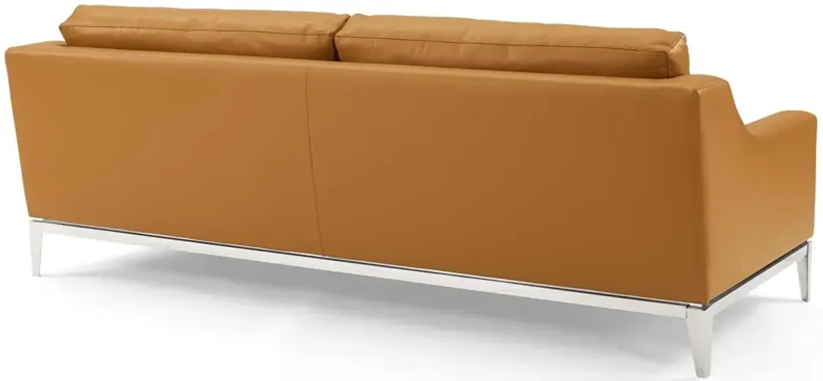 Harness 83.5" Stainless Steel Base Leather Sofa