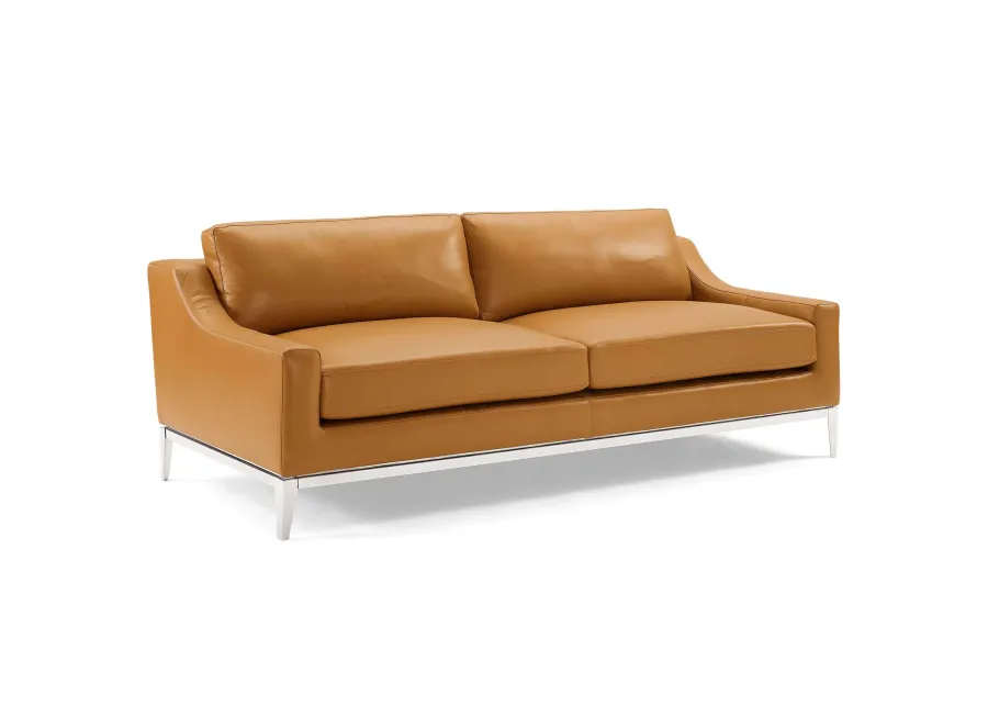 Harness 83.5" Stainless Steel Base Leather Sofa