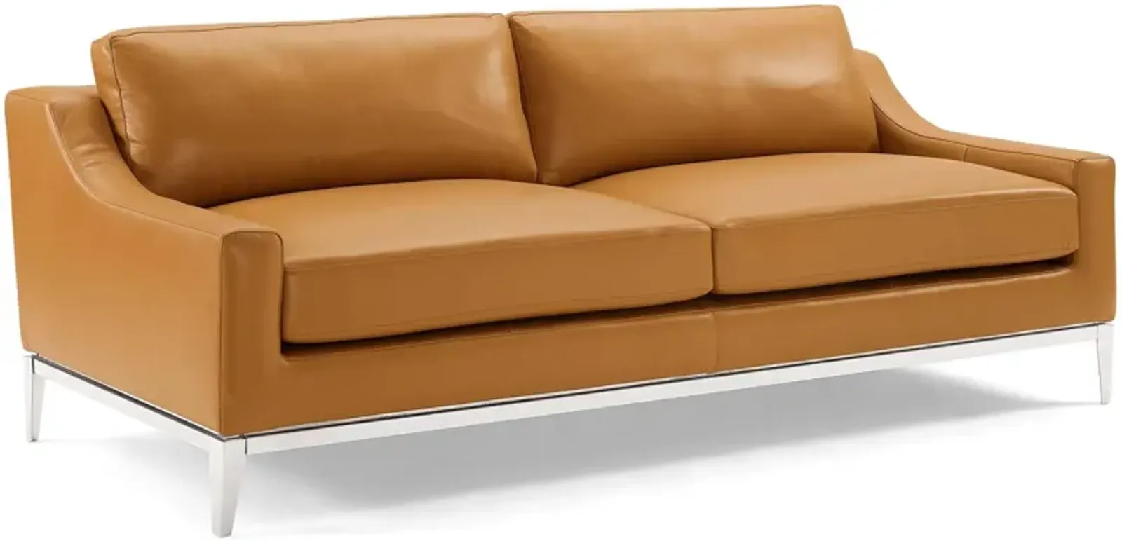 Harness 83.5" Stainless Steel Base Leather Sofa