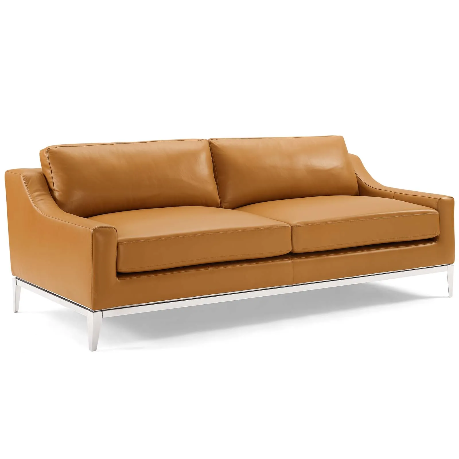 Harness 83.5" Stainless Steel Base Leather Sofa