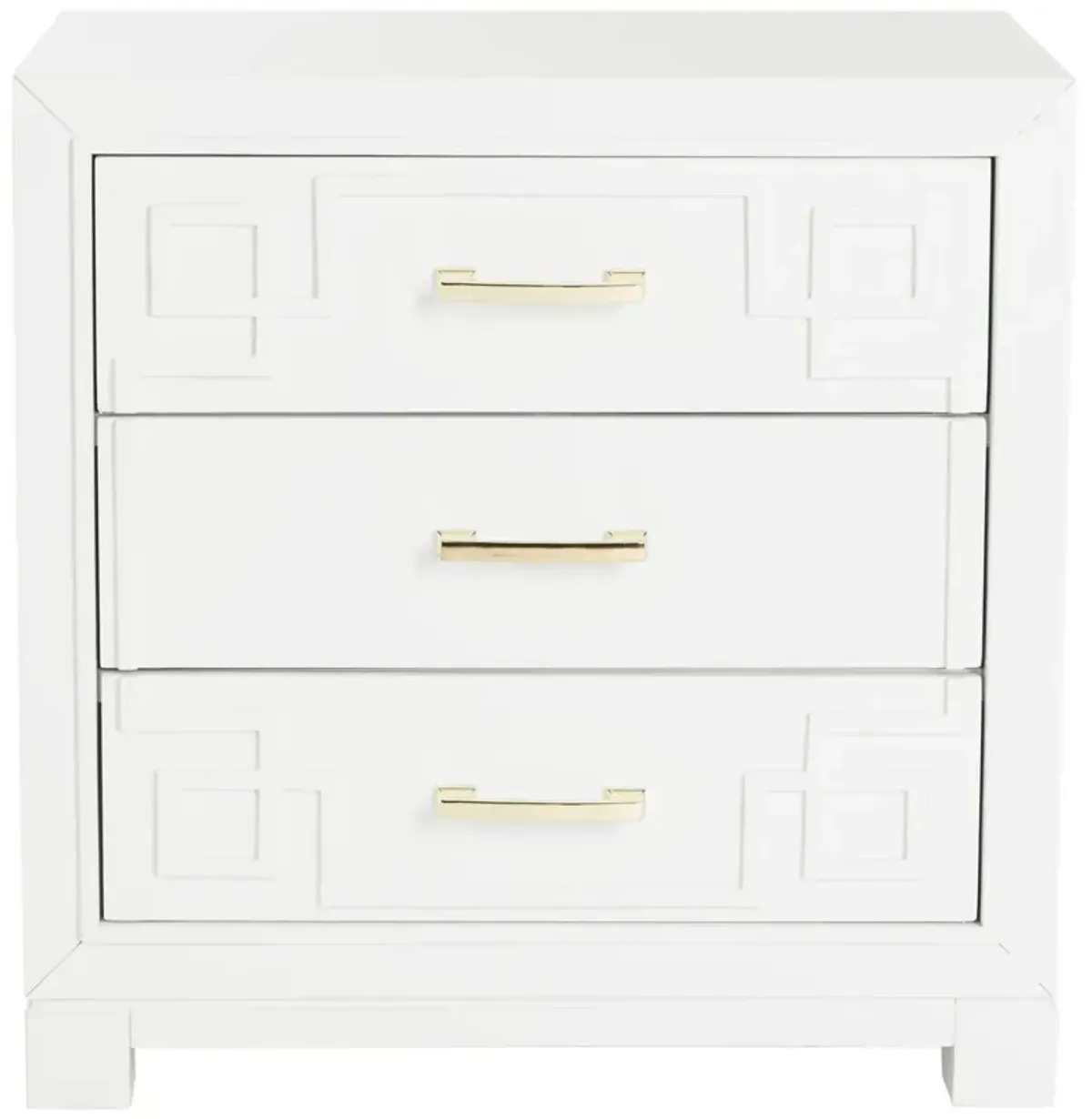 Raina Three Drawer Greek Key Night Stand