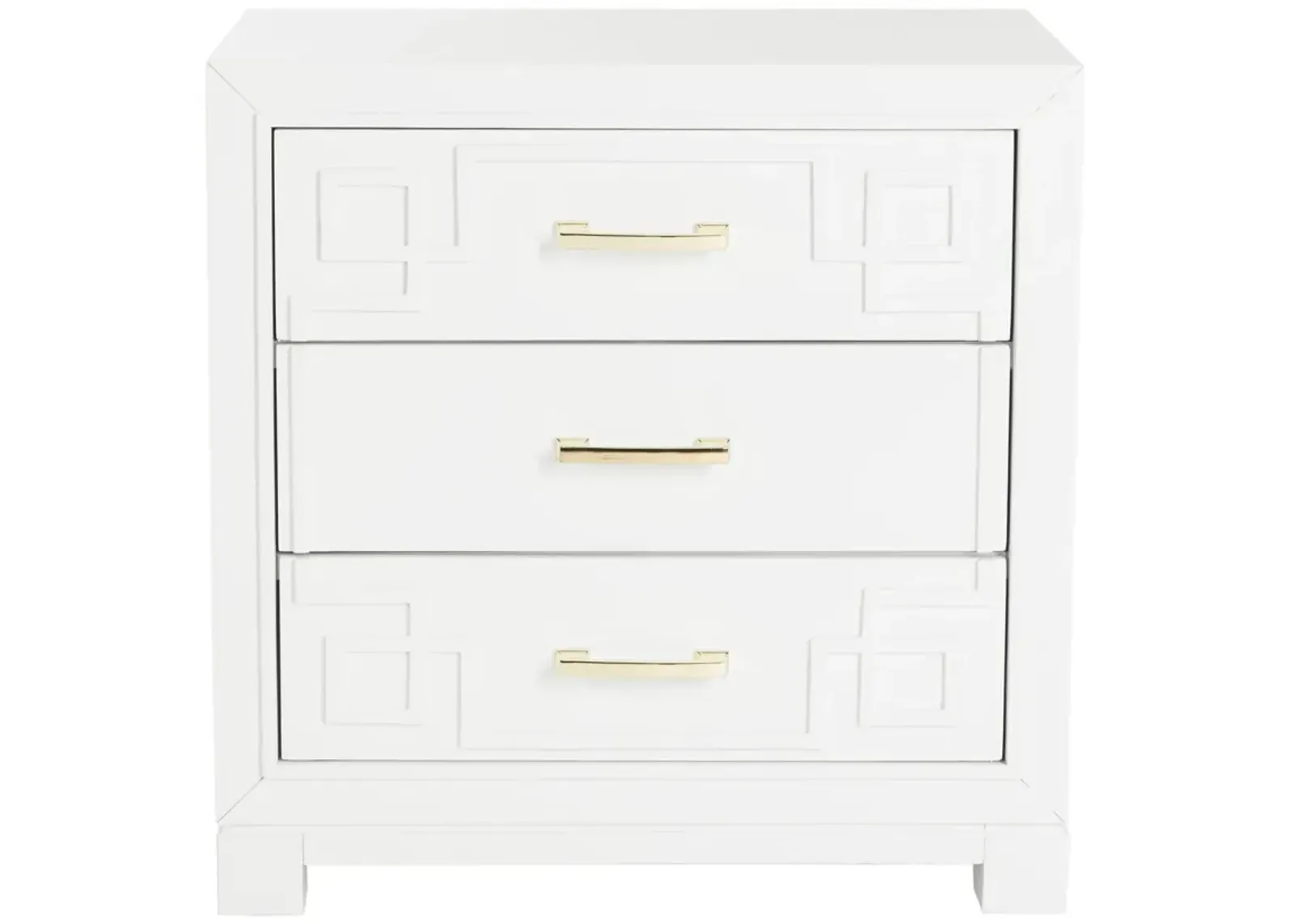 Raina Three Drawer Greek Key Night Stand