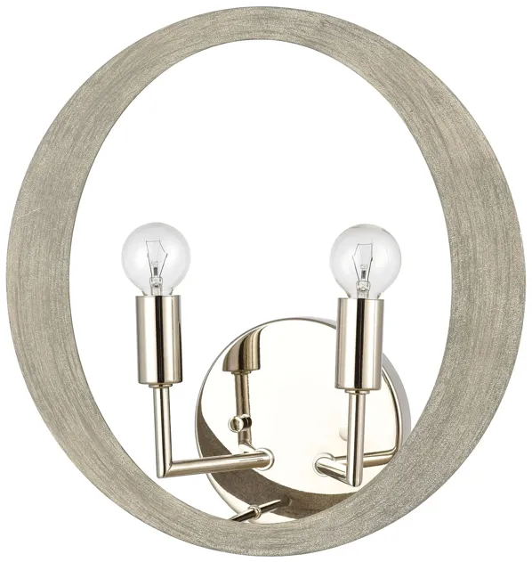 Retro Rings 12" High 2-Light Sconce - Sandy Beechwood