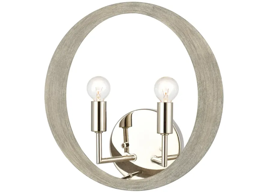 Retro Rings 12" High 2-Light Sconce - Sandy Beechwood