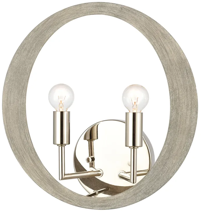 Retro Rings 12" High 2-Light Sconce - Sandy Beechwood