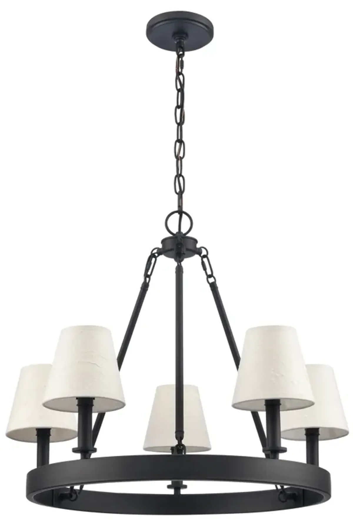 Rydell 24.5'' Wide 5-Light Chandelier - Matte Black and Parchment