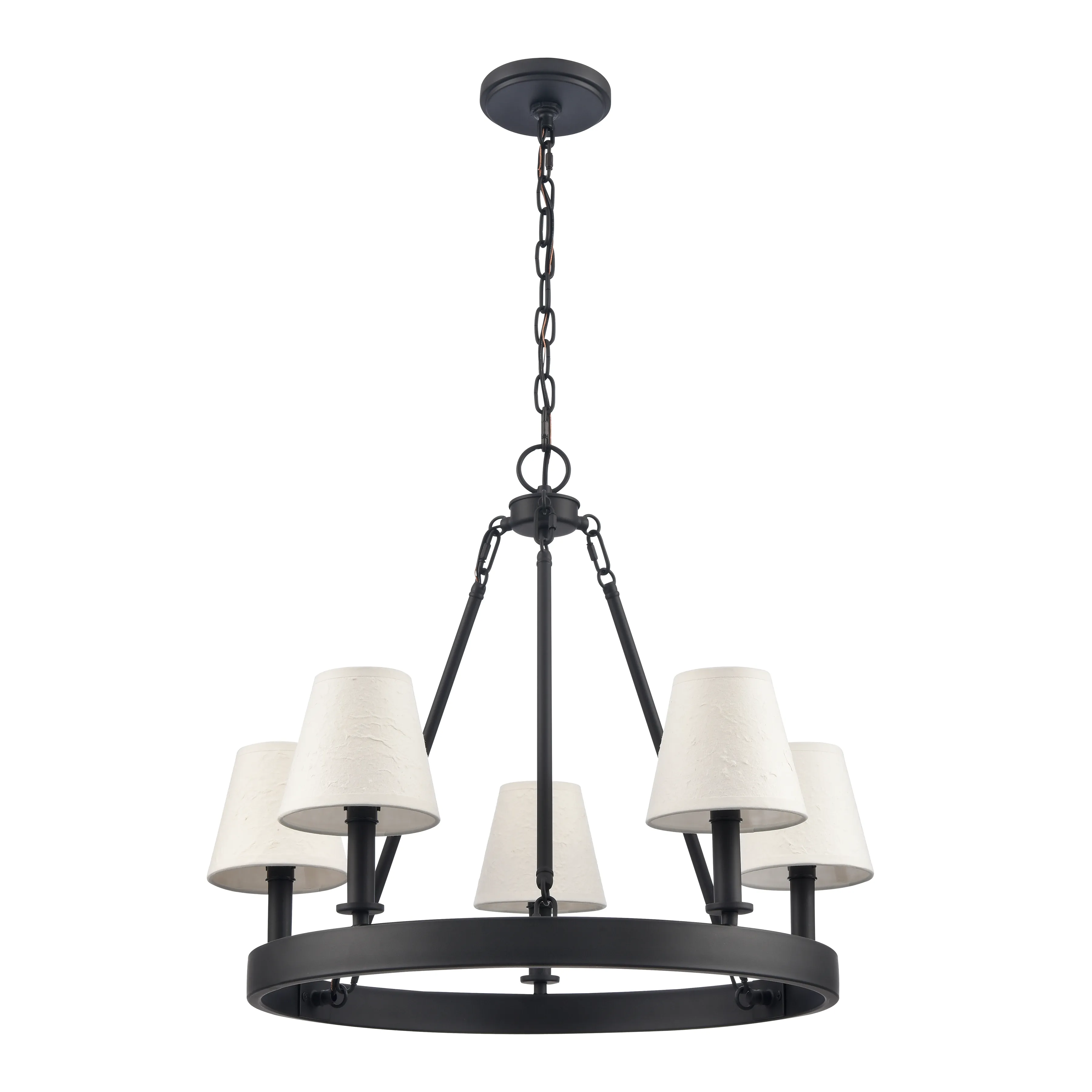 Rydell 24.5'' Wide 5-Light Chandelier - Matte Black and Parchment