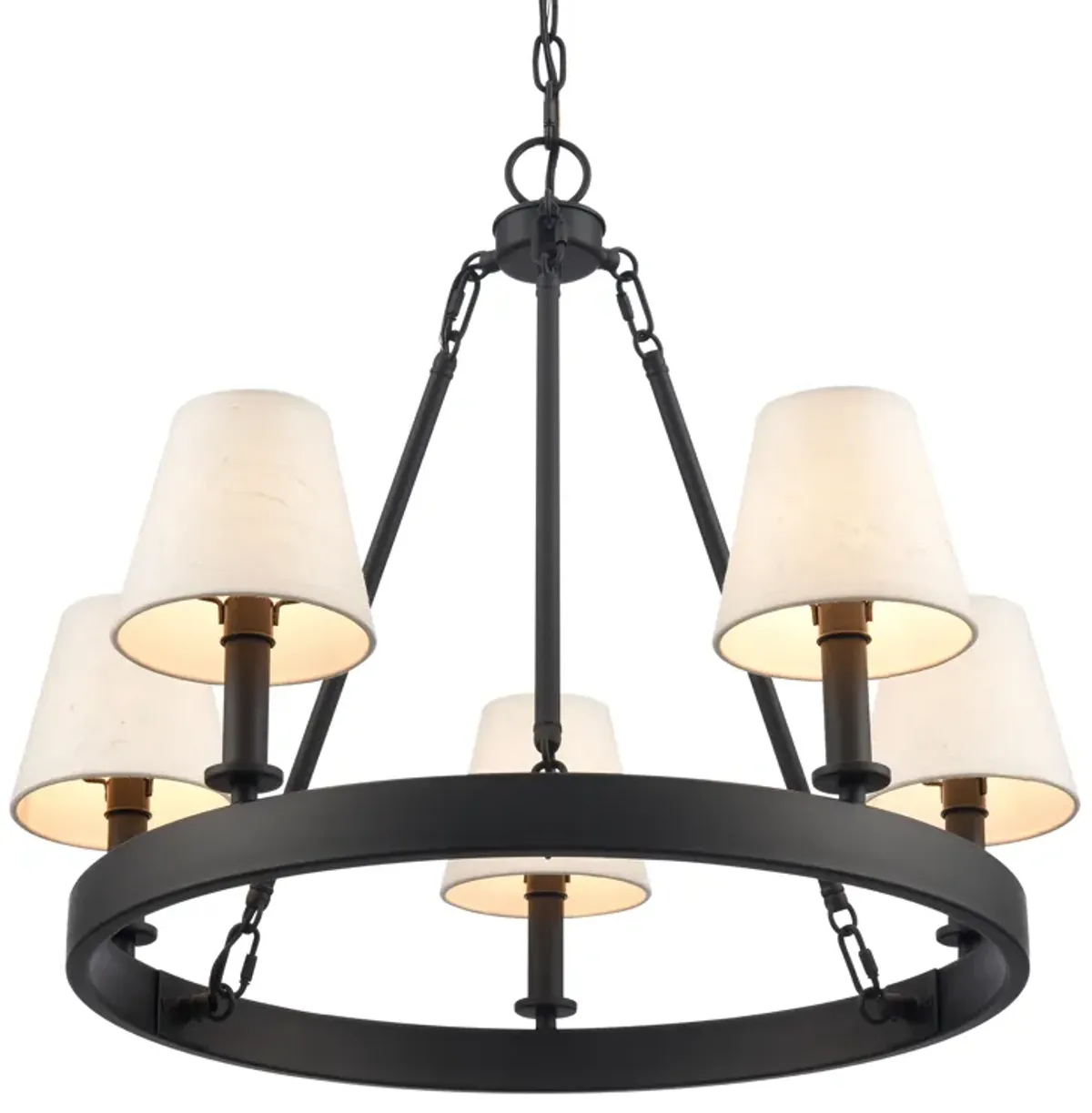 Rydell 24.5'' Wide 5-Light Chandelier - Matte Black and Parchment