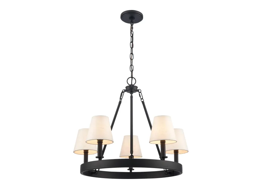 Rydell 24.5'' Wide 5-Light Chandelier - Matte Black and Parchment