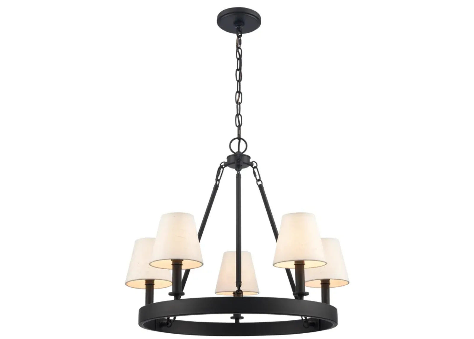 Rydell 24.5'' Wide 5-Light Chandelier - Matte Black and Parchment