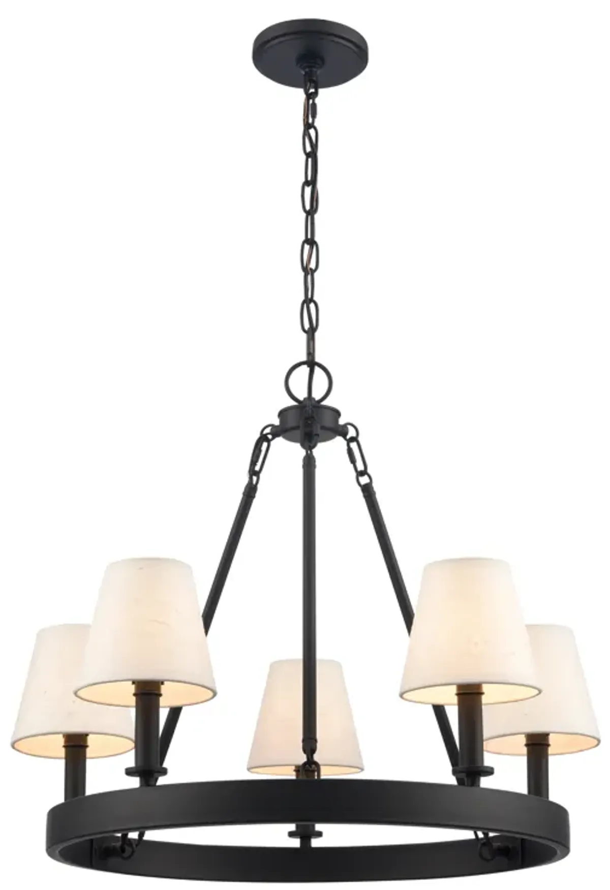 Rydell 24.5'' Wide 5-Light Chandelier - Matte Black and Parchment