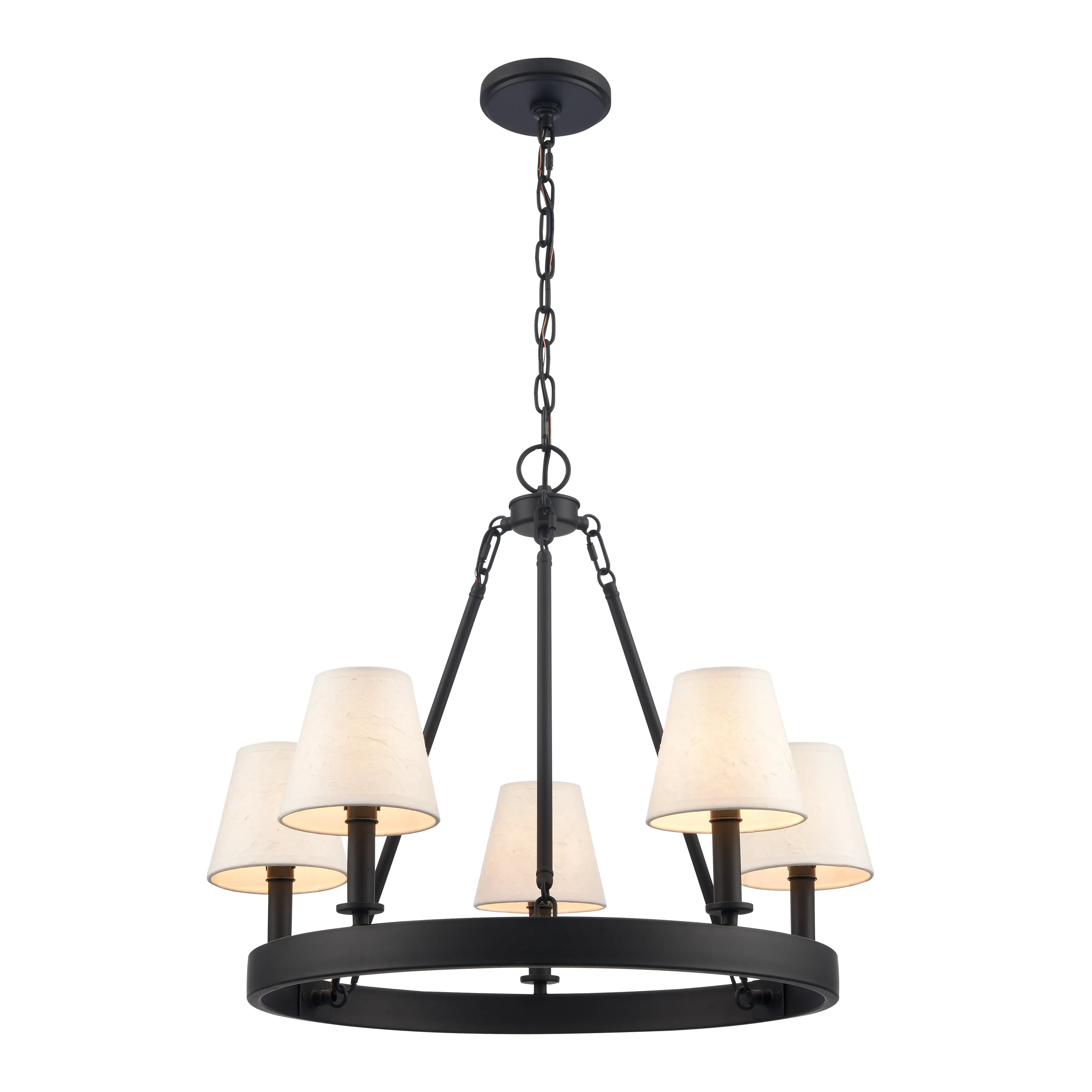 Rydell 24.5'' Wide 5-Light Chandelier - Matte Black and Parchment