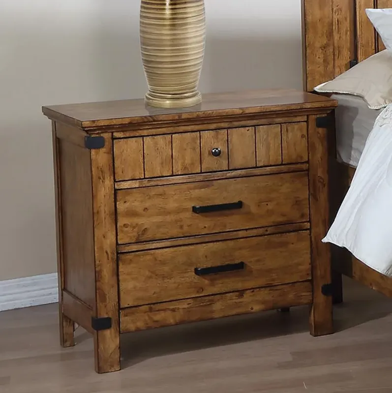 Clifford 3-Drawer Night Stand Rustic Honey