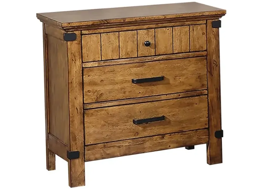 Clifford 3-Drawer Night Stand Rustic Honey