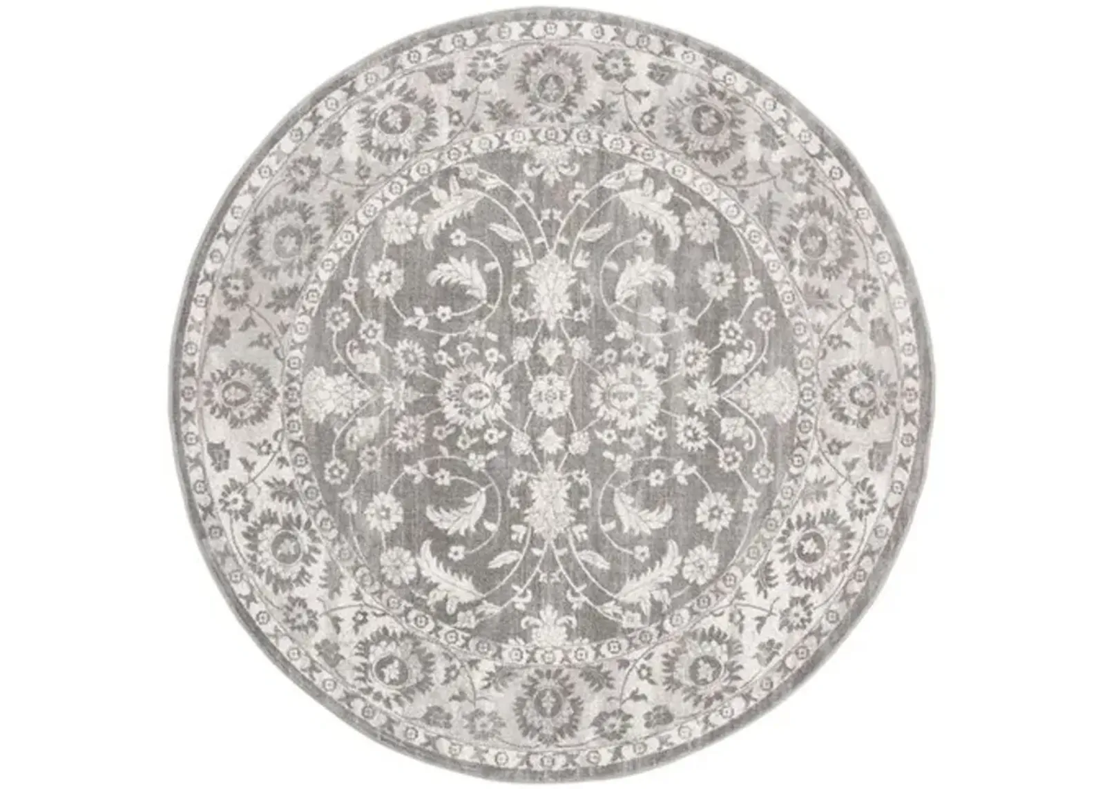 Brentwood 844 Cream / Grey 6'-7" X 6'-7" Round Round Powerloomed Rug