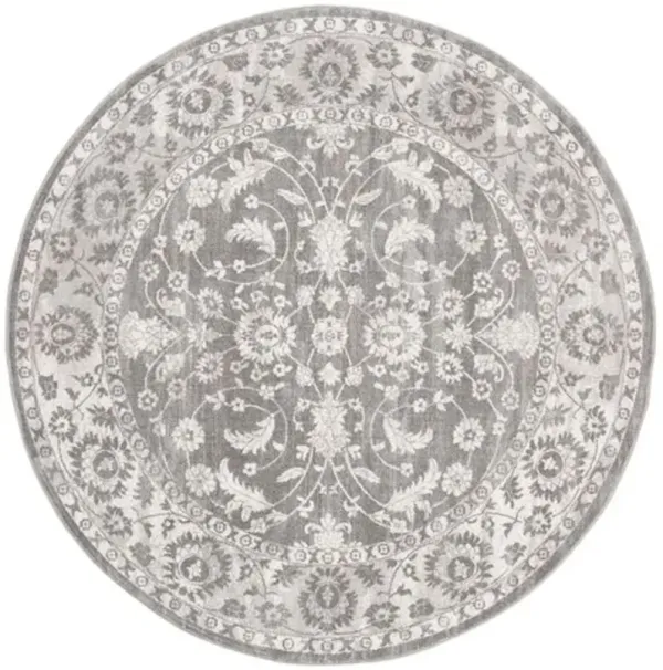 Brentwood 844 Cream / Grey 6'-7" X 6'-7" Round Round Powerloomed Rug