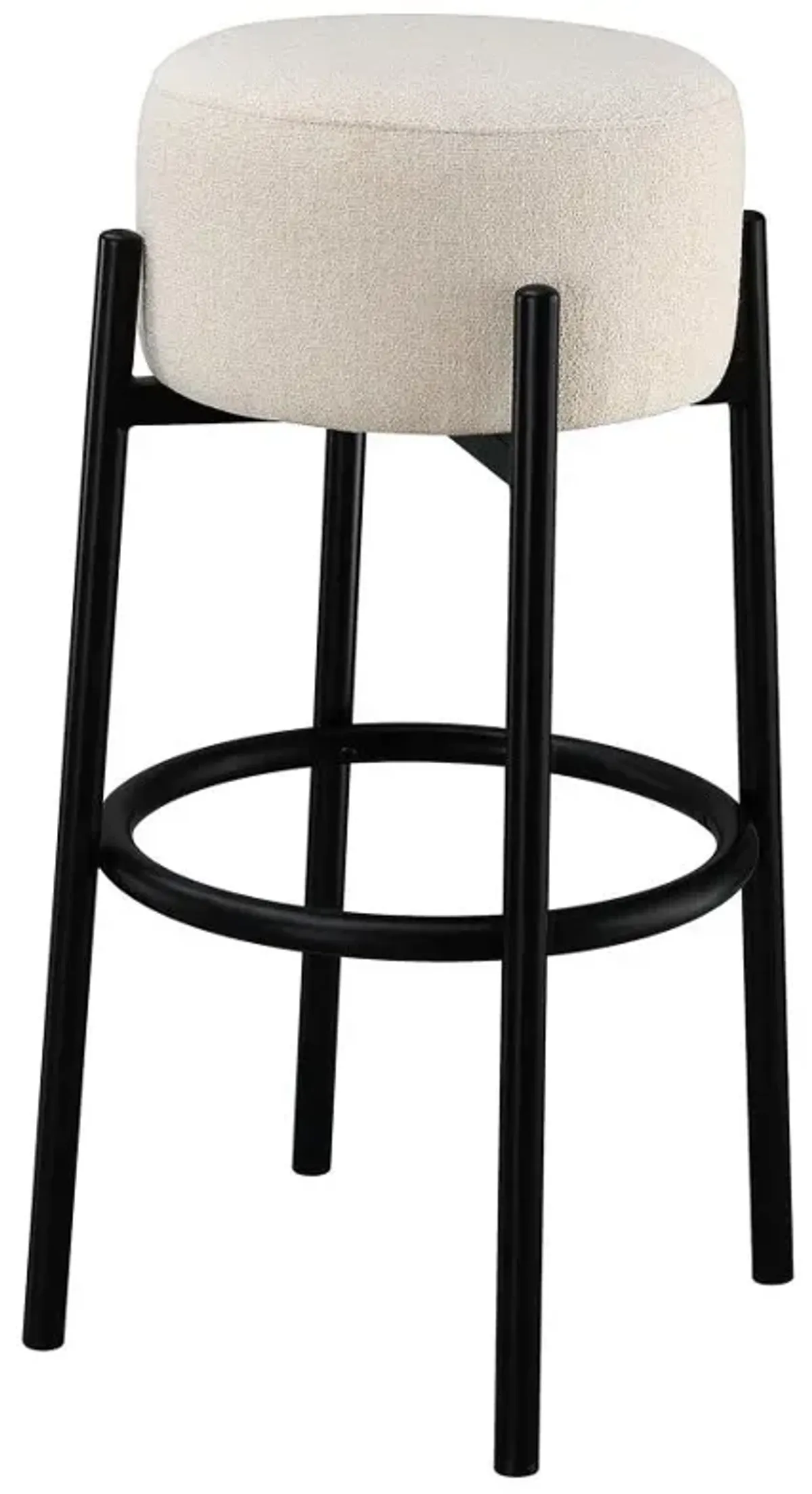 Leonard Upholstered Backless Round Stools White and Black (Set of 2)