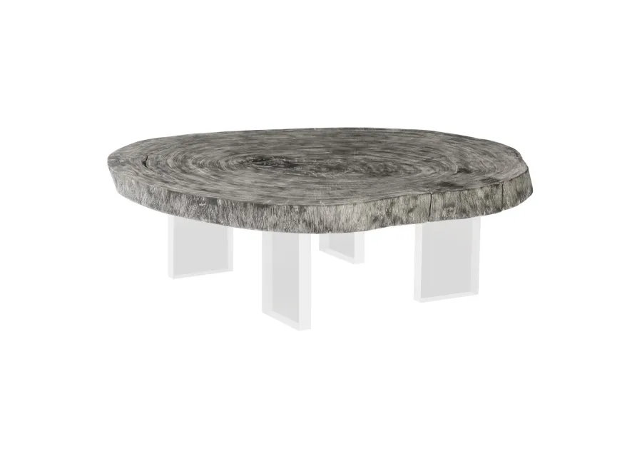 Floating Coffee Table on Acrylic Legs, Gray Stone, Size Varies