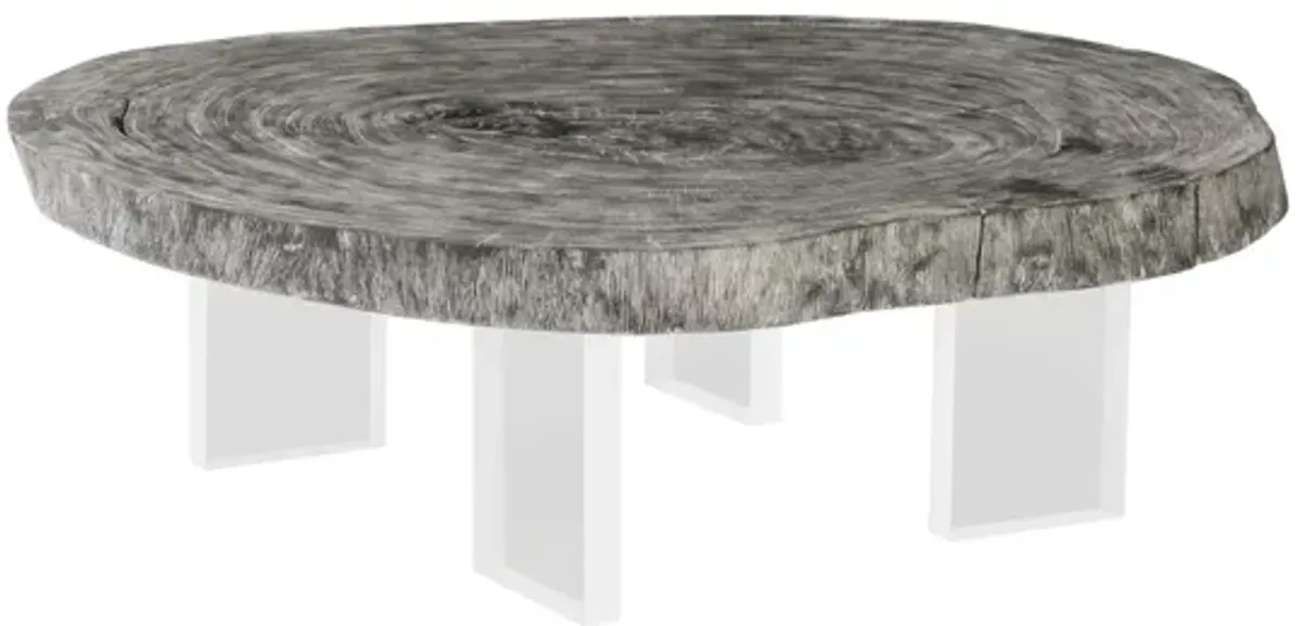 Floating Coffee Table on Acrylic Legs, Gray Stone, Size Varies