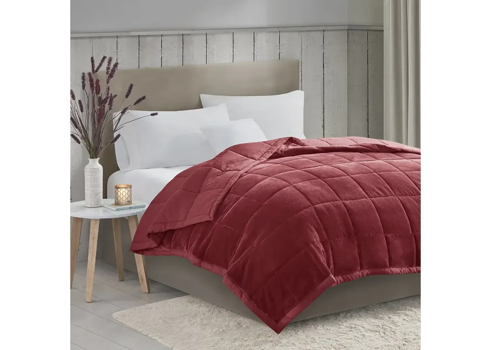 Madison Park Coleman Burgundy Reversible HeiQ Smart Temperature Down Alternative Blanket