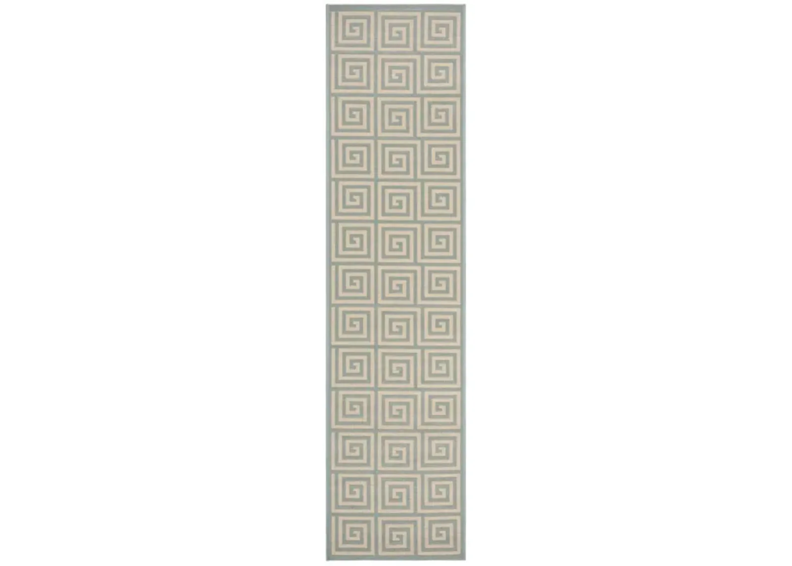 LINDEN 129 Collection LND129L-28 Cream / Aqua 2'-2" X 8'