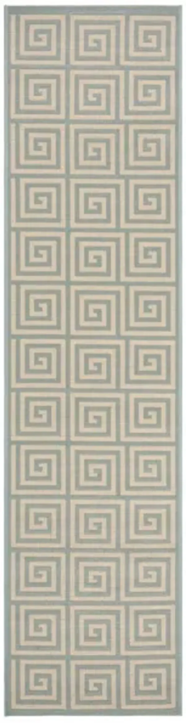 LINDEN 129 Collection LND129L-28 Cream / Aqua 2'-2" X 8'