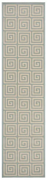 LINDEN 129 Collection LND129L-28 Cream / Aqua 2'-2" X 8'