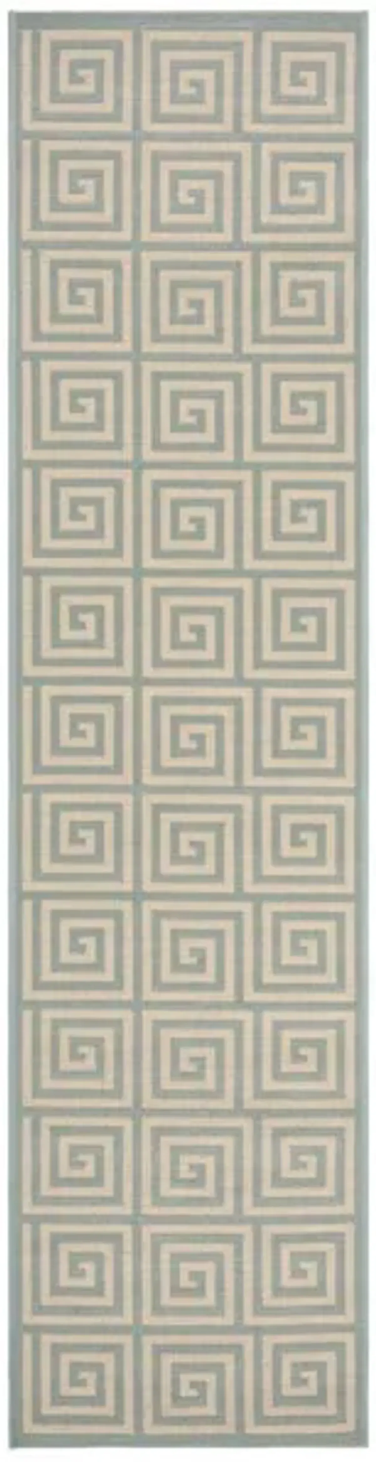 LINDEN 129 Collection LND129L-28 Cream / Aqua 2'-2" X 8'