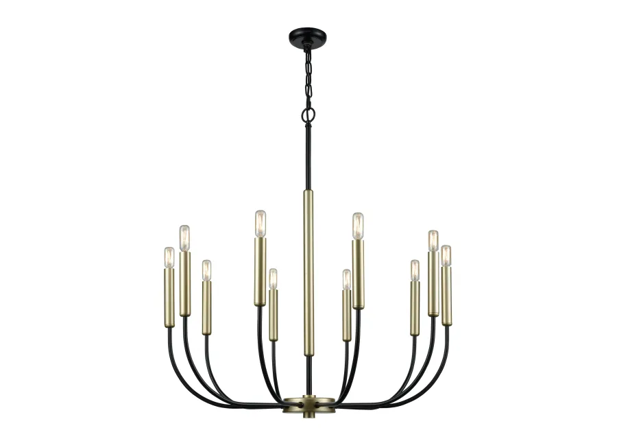 Transatlantique 34" Wide 10-Light Chandelier - Black