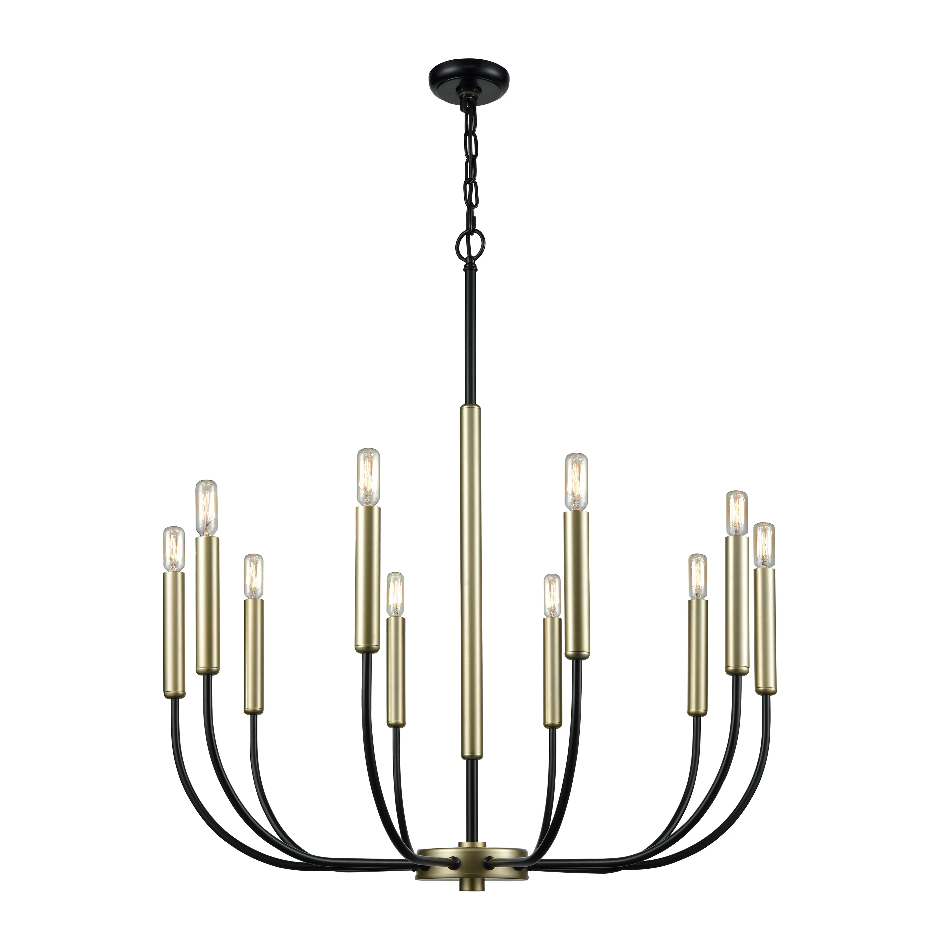 Transatlantique 34" Wide 10-Light Chandelier - Black