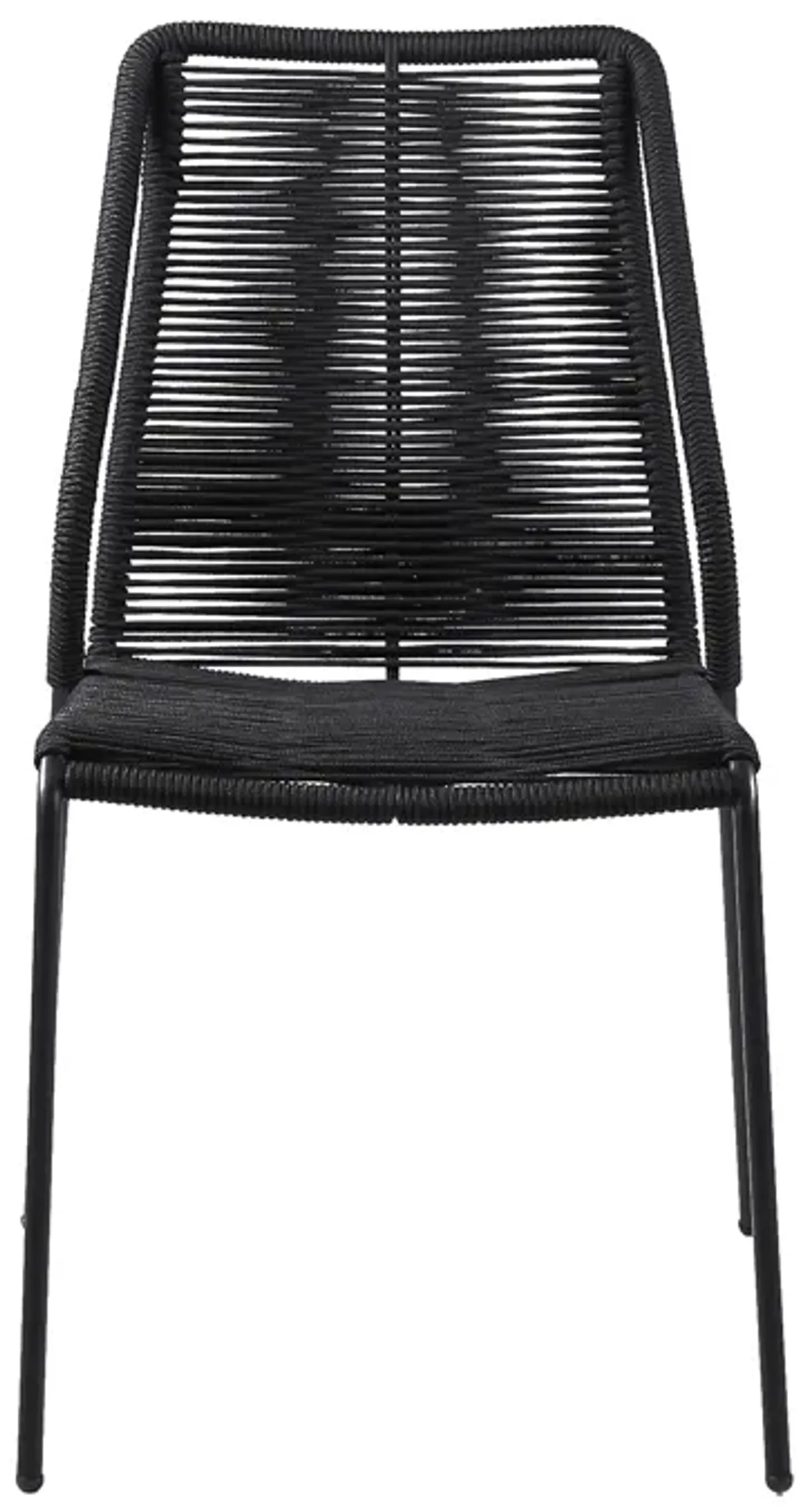 Clip Indoor Outdoor Stackable Steel Dining Chair with Black Rope - Set of 2