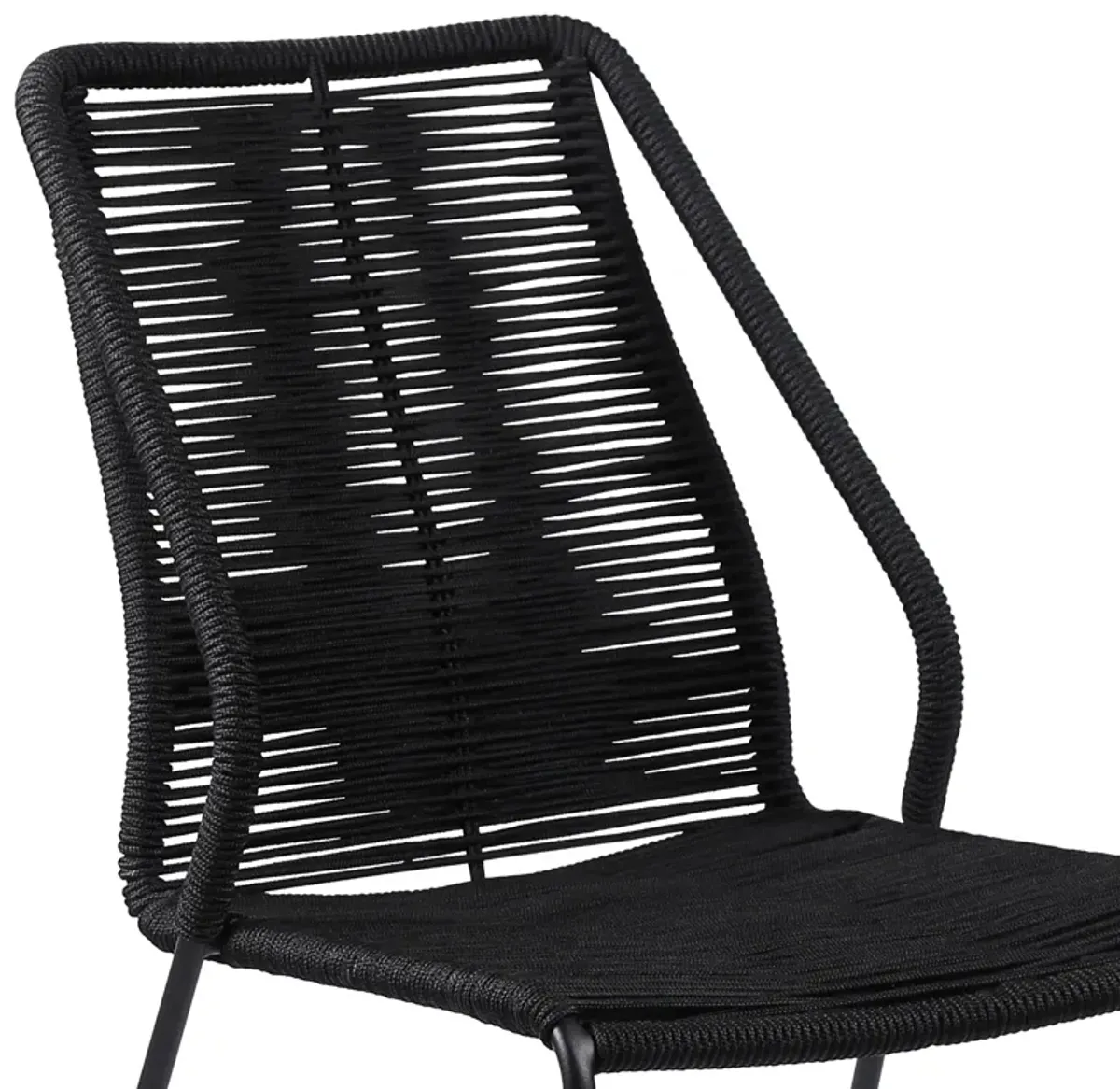 Clip Indoor Outdoor Stackable Steel Dining Chair with Black Rope - Set of 2