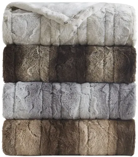 Beautyrest Zuri Tan Faux Fur Heated Wrap with Built-in Controller