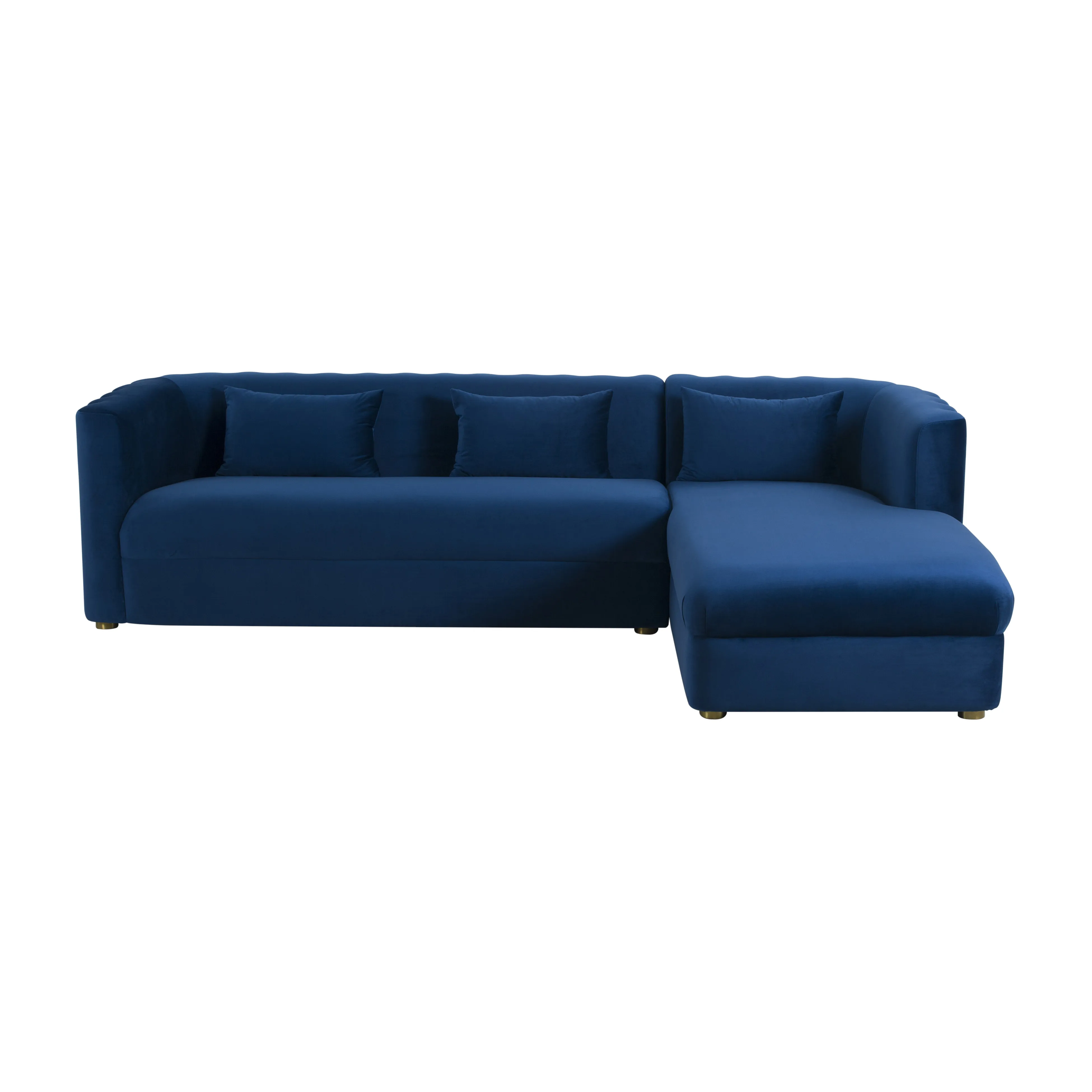 Callie Navy Velvet Sectional - Right Arm