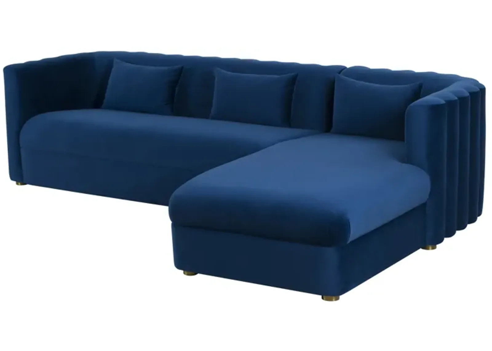 Callie Navy Velvet Sectional - Right Arm